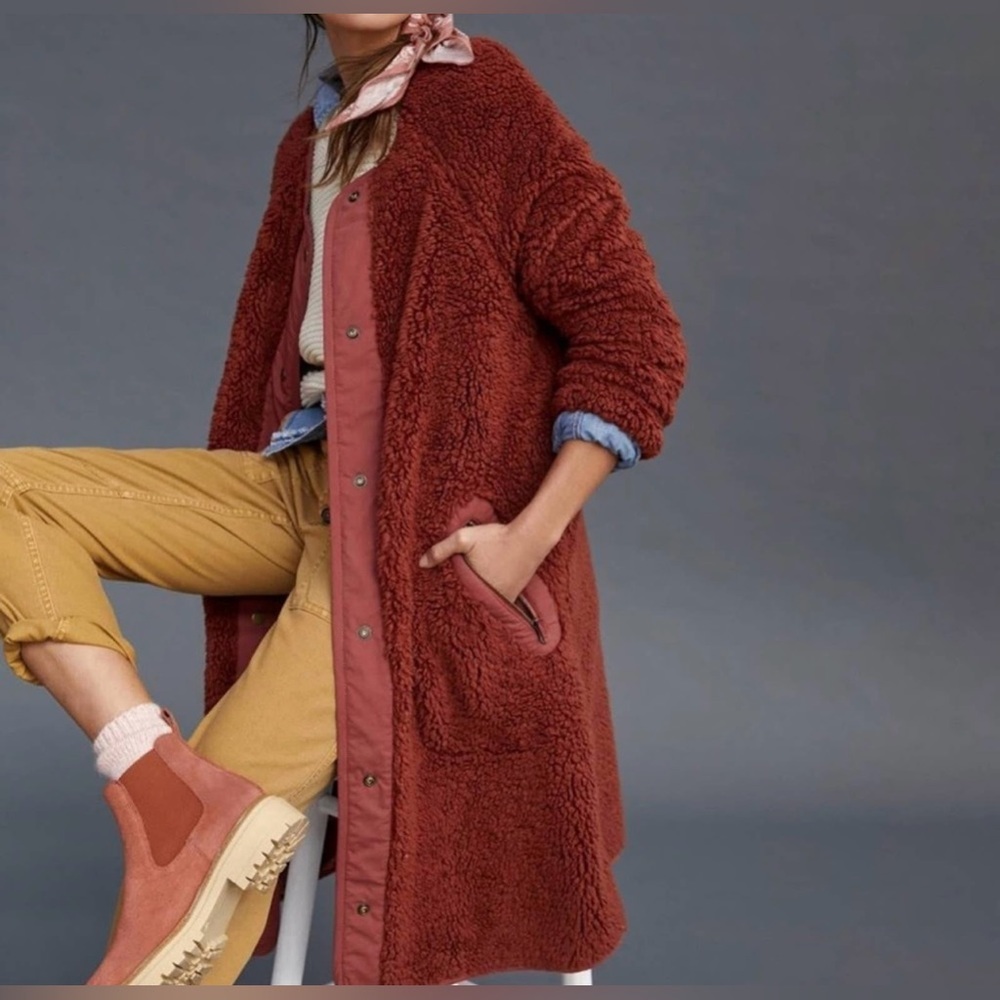 Anthropologie Margot Reversible Sherpa Coat - Picture 3 of 15